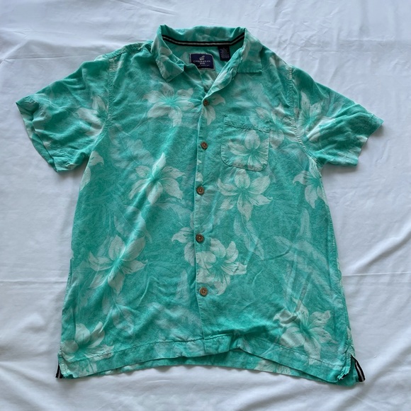 Caribbean Joe Other - Caribbean Joe Mens Button Down Short Sleeve Shirt, Hibiscus Print, Medium